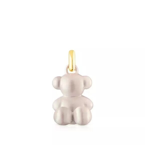 Tous Small White Colored Steel Bear Pendant Bold Bear 1.1CM - Picture 1 of 2